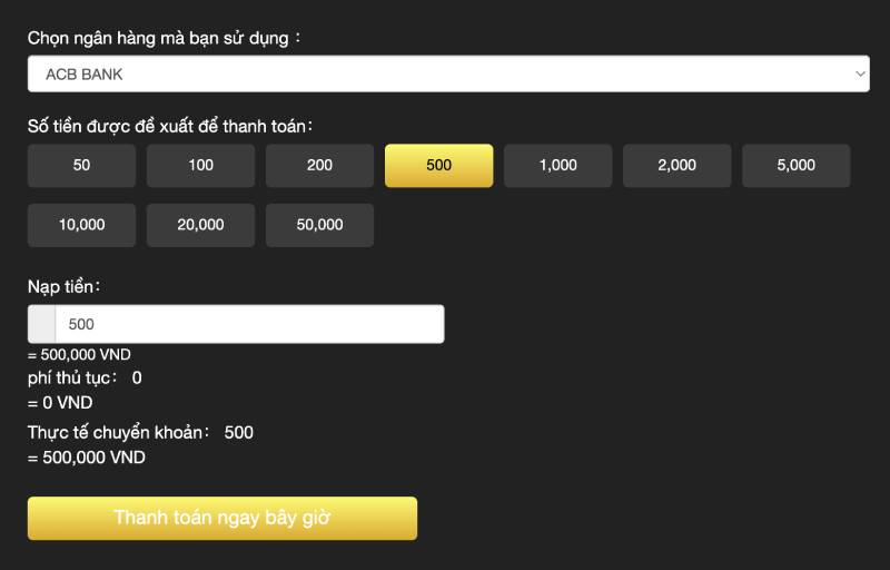 Bước 3 – Thực hiện chuyển khoản hoặc thanh toán