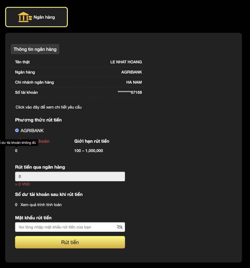Bước 4 – Thực hiện rút tiền